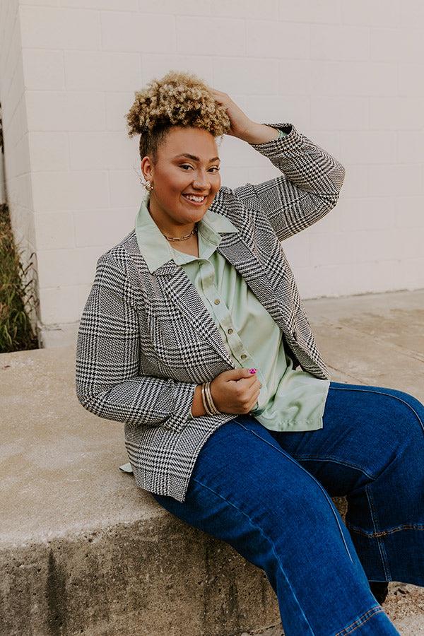 Dare To Dream Houndstooth Blazer Curves Product Image