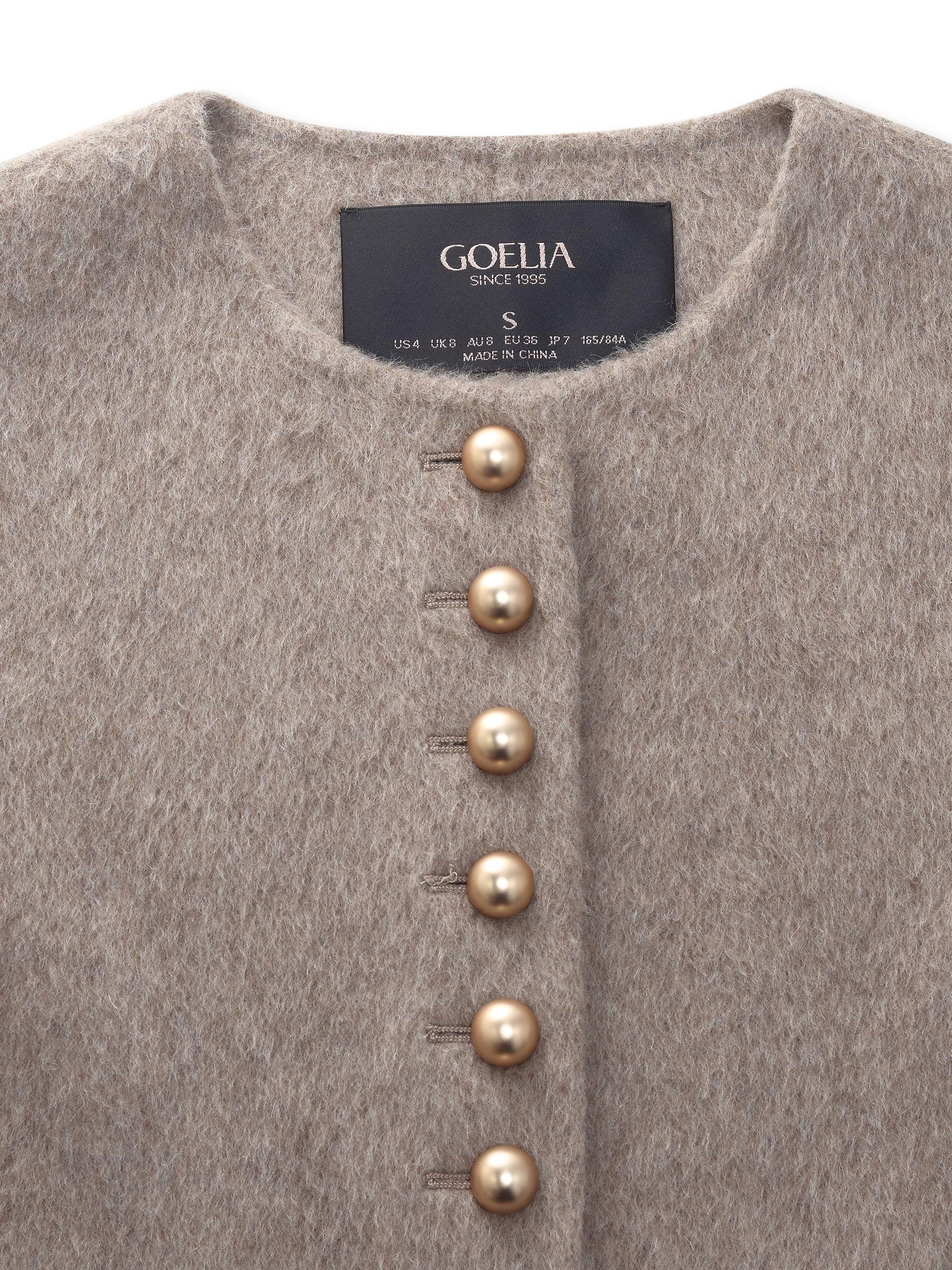 Alpaca Wool Blend Round Neck Women Jacket Product Image