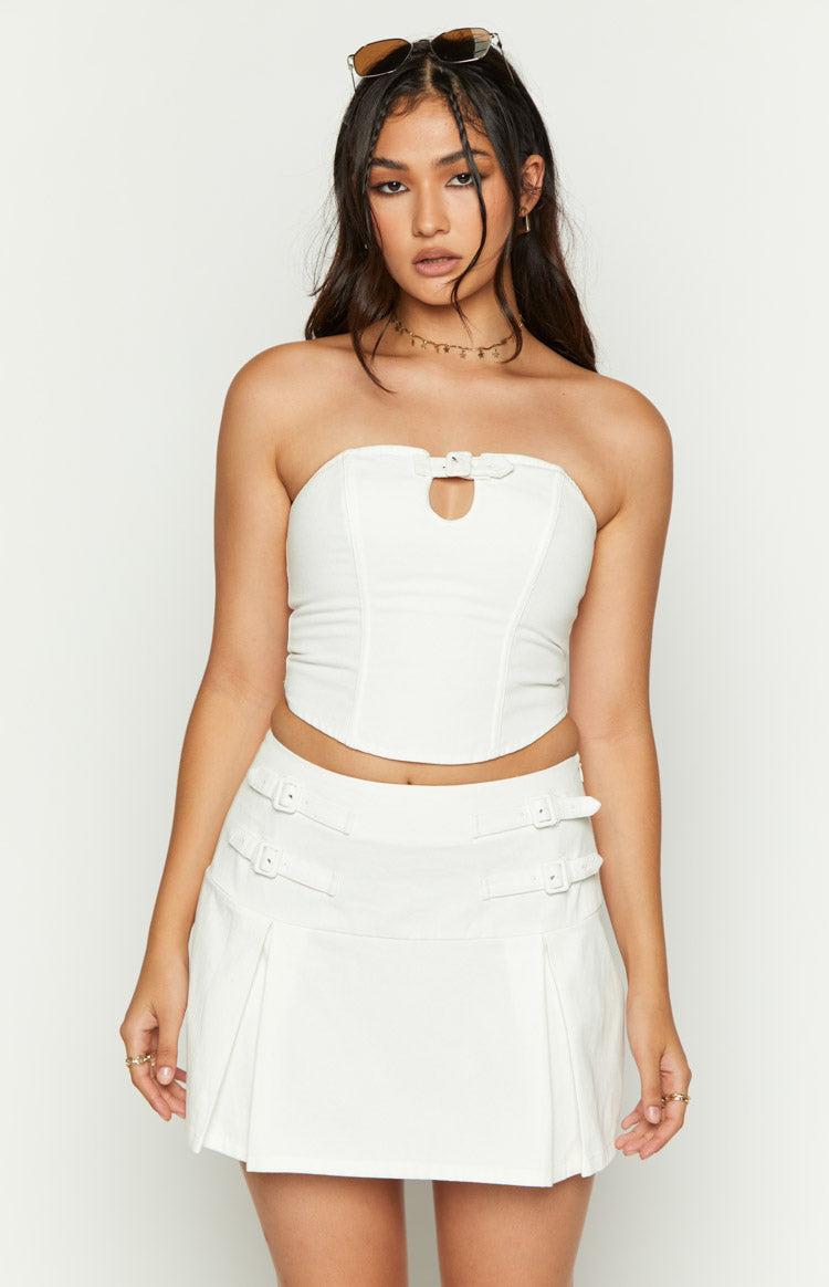 Karlee White Buckle Mini Skirt Product Image