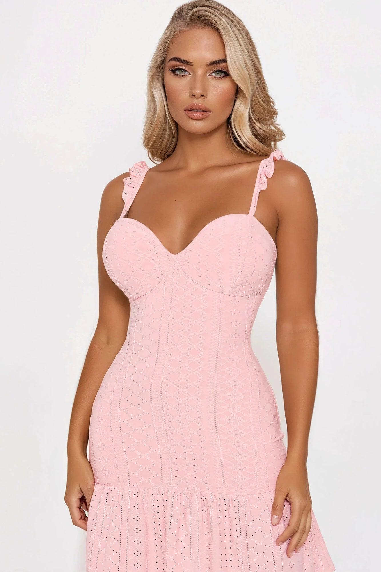 Eleanor Eyelet Mini Dress - Mauve Product Image