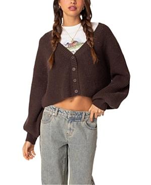 Edikted Sabrina Chunky Knit Cropped Cardigan Product Image