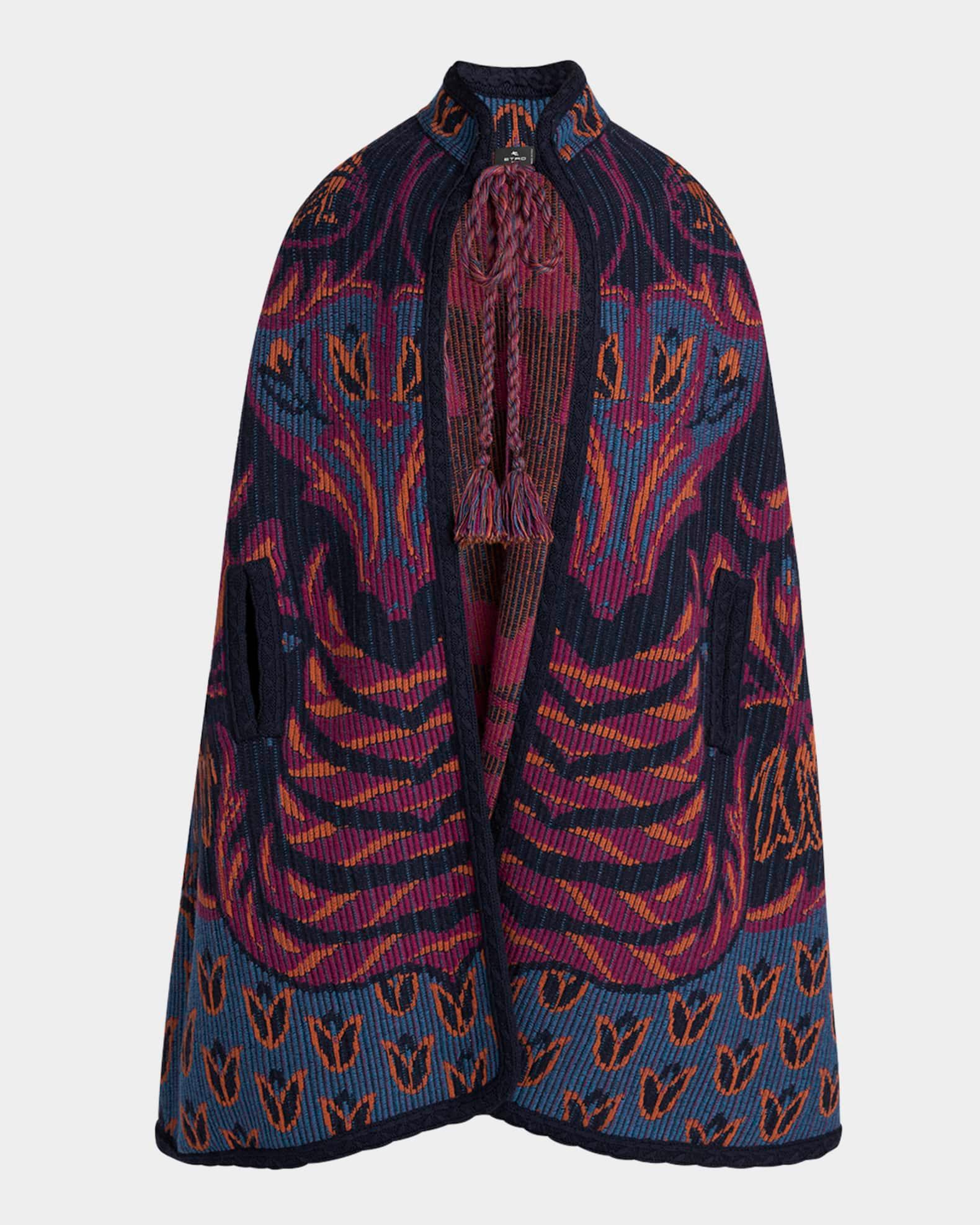 Jacquard Knit Cape Coat Product Image