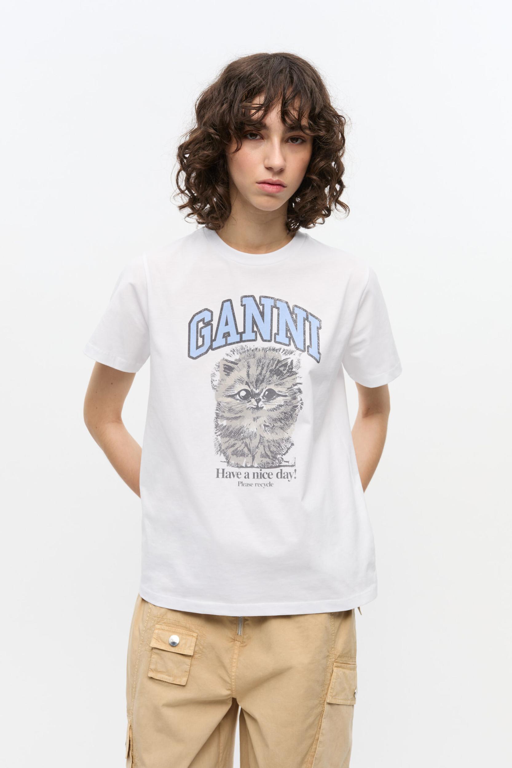 White Relaxed Jersey Kitty T-shirt Product Image