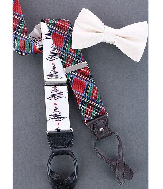Trafalgar Nicholas Holiday Tartan Plaid Silk Button End Suspenders Product Image