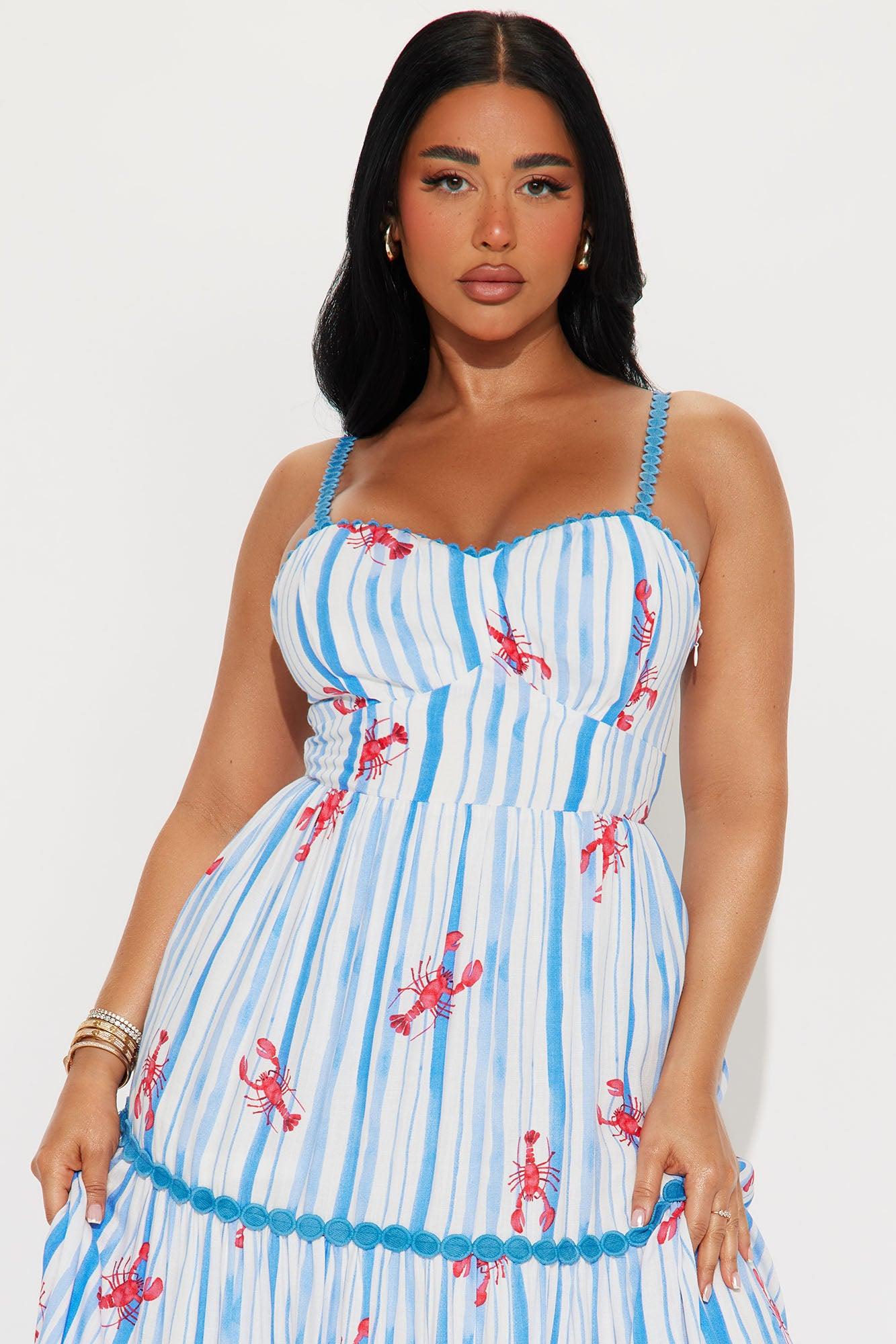 Hamptons Lobster Print Maxi Dress - Blue/combo Product Image