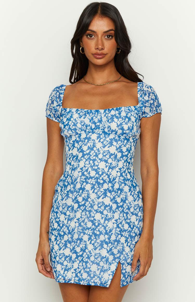 Love & Lust Blue Floral Mini Dress Baby Product Image