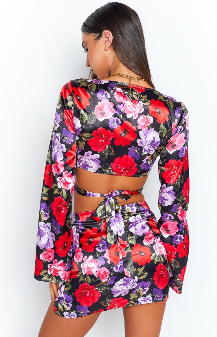 Clea Red Floral Mini Skirt Product Image