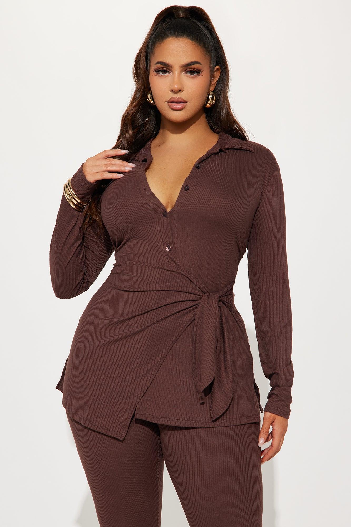 Melissa Ribbed Legging Set - Chocolate Product Image