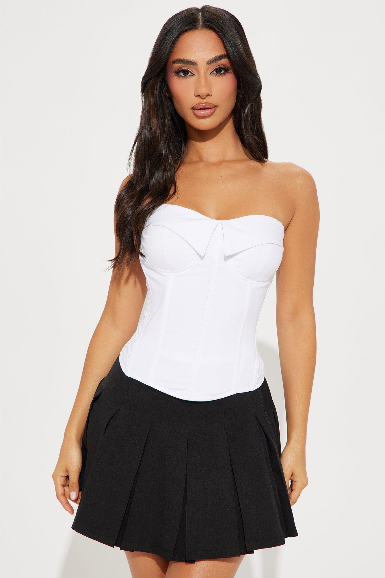 Late For Class Pleated Skirt Set - Black/White Product Image