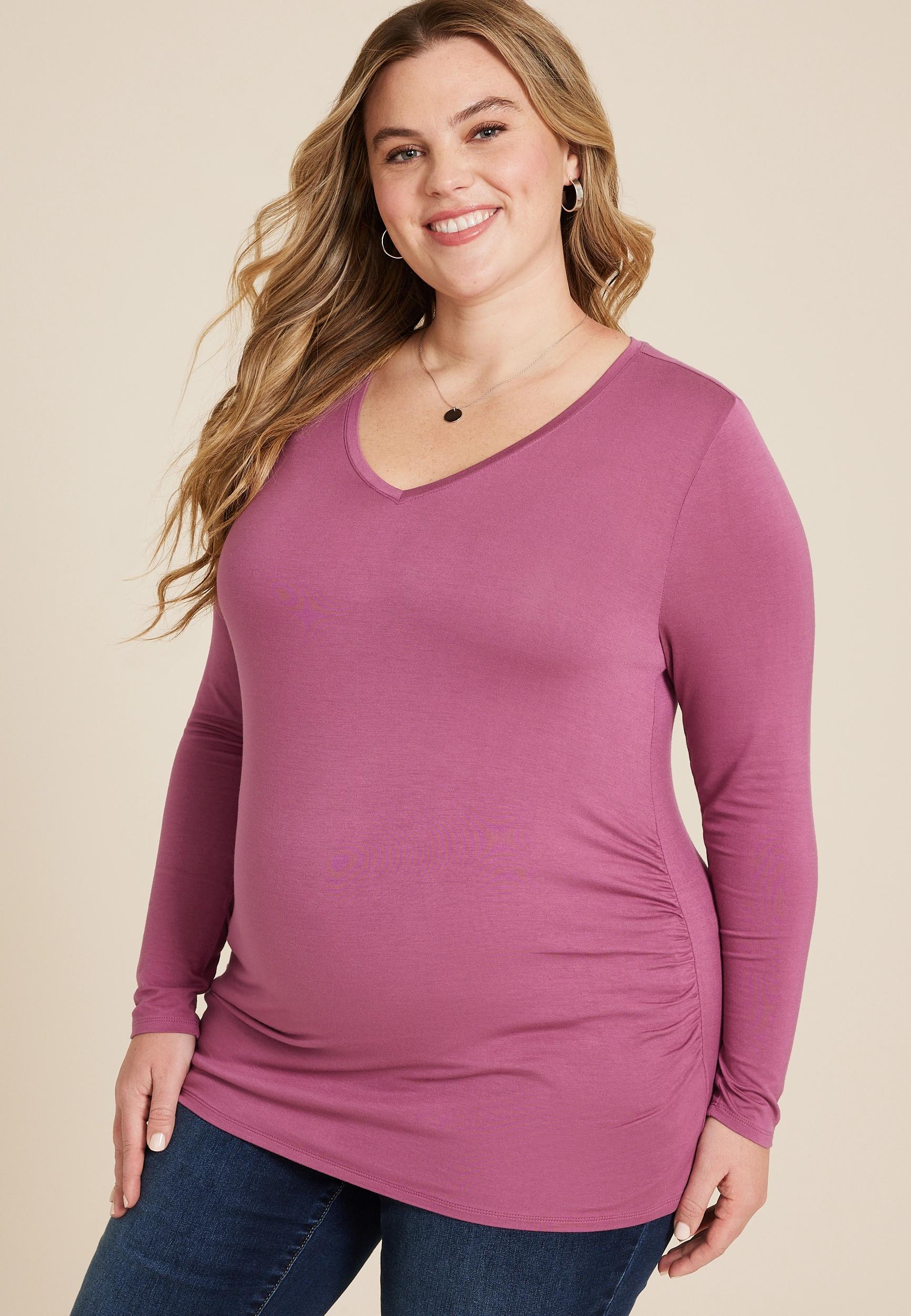 Maurices Plus Size Womens V Neck Long Sleeve Maternity Tee Product Image