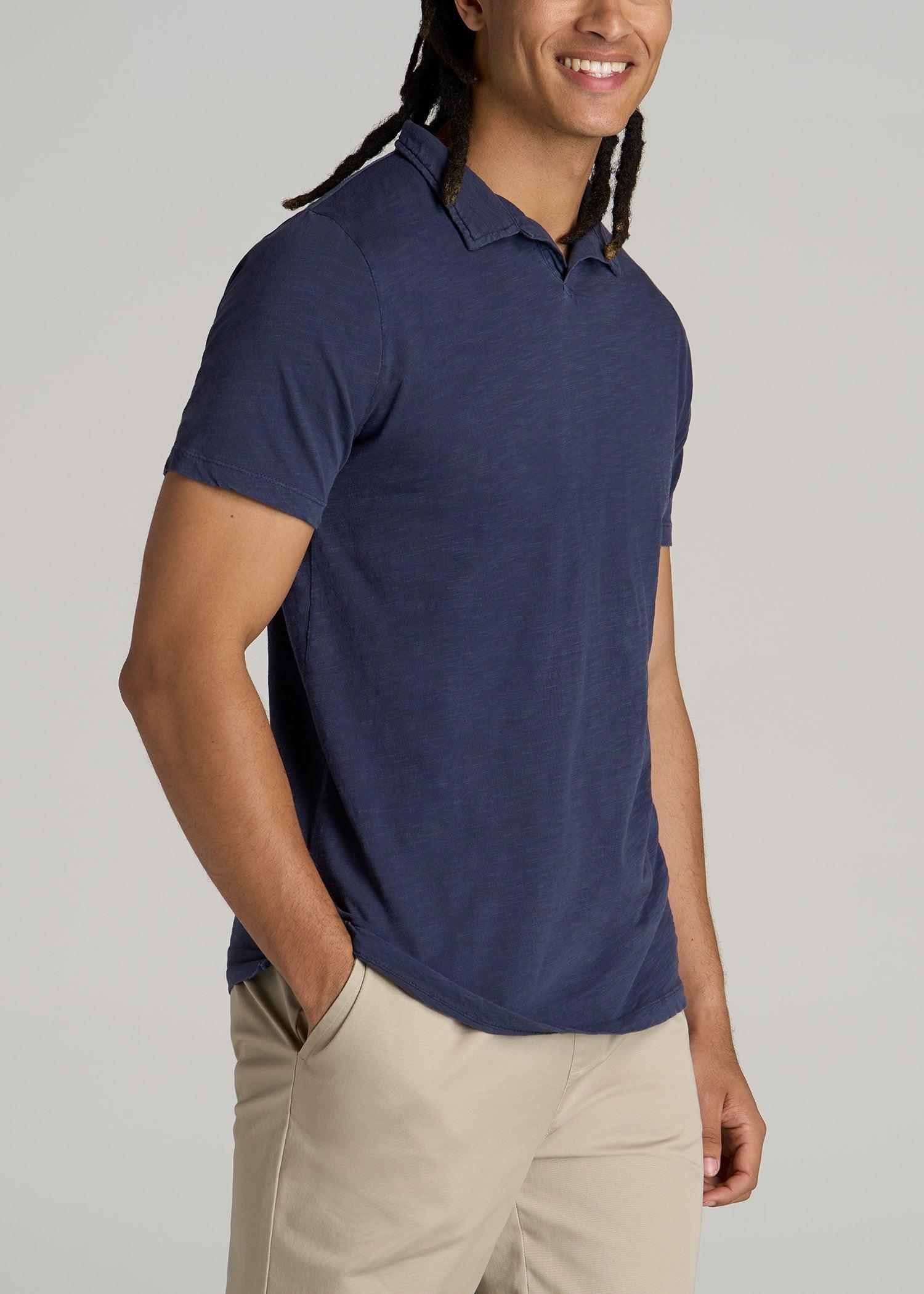 Slub Polo Shirt for Tall Men in Navy Male Product Image
