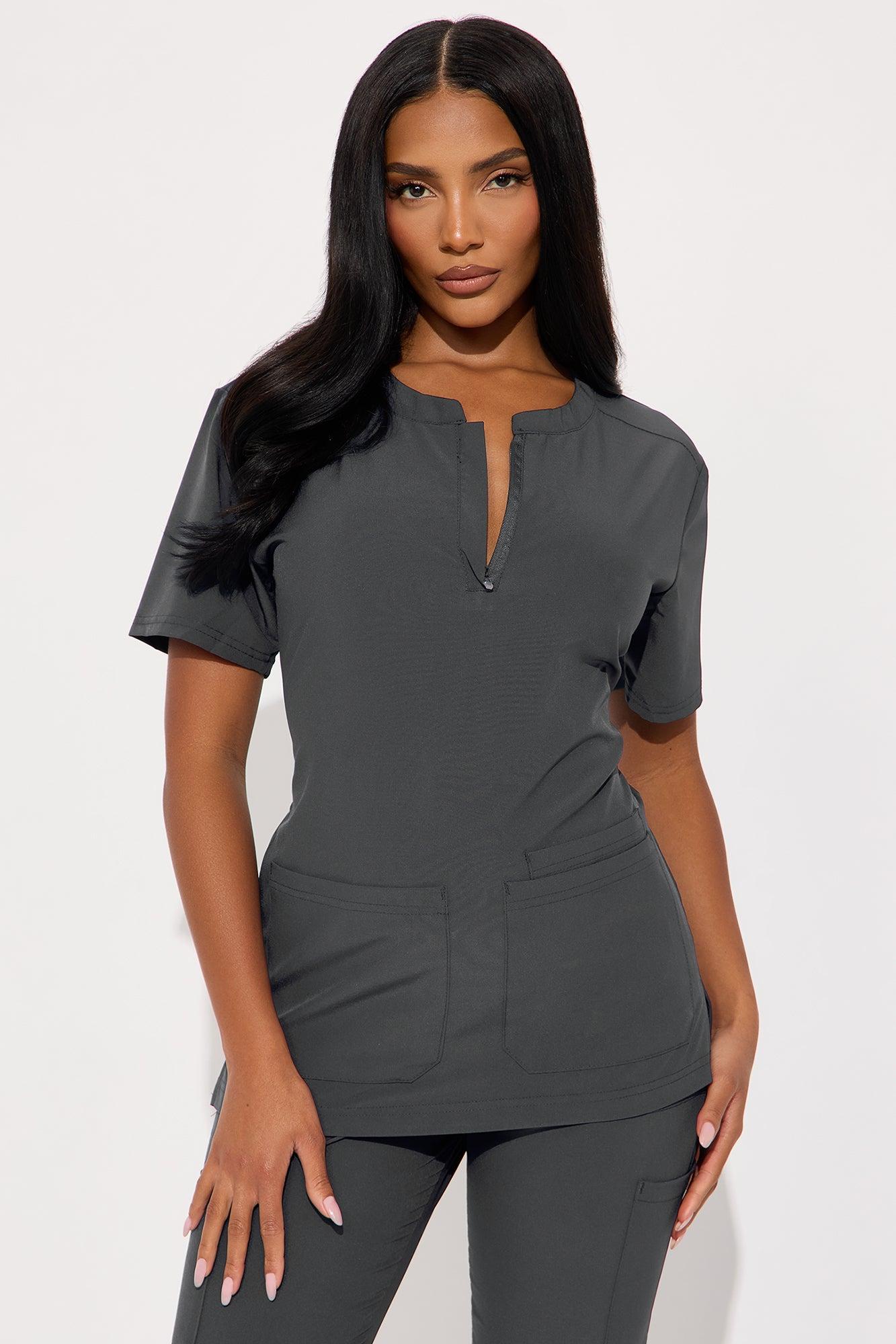 Daily Clock In 4 Way Stretch Uniform Scrub Jogger Set - Charcoal Female Product Image