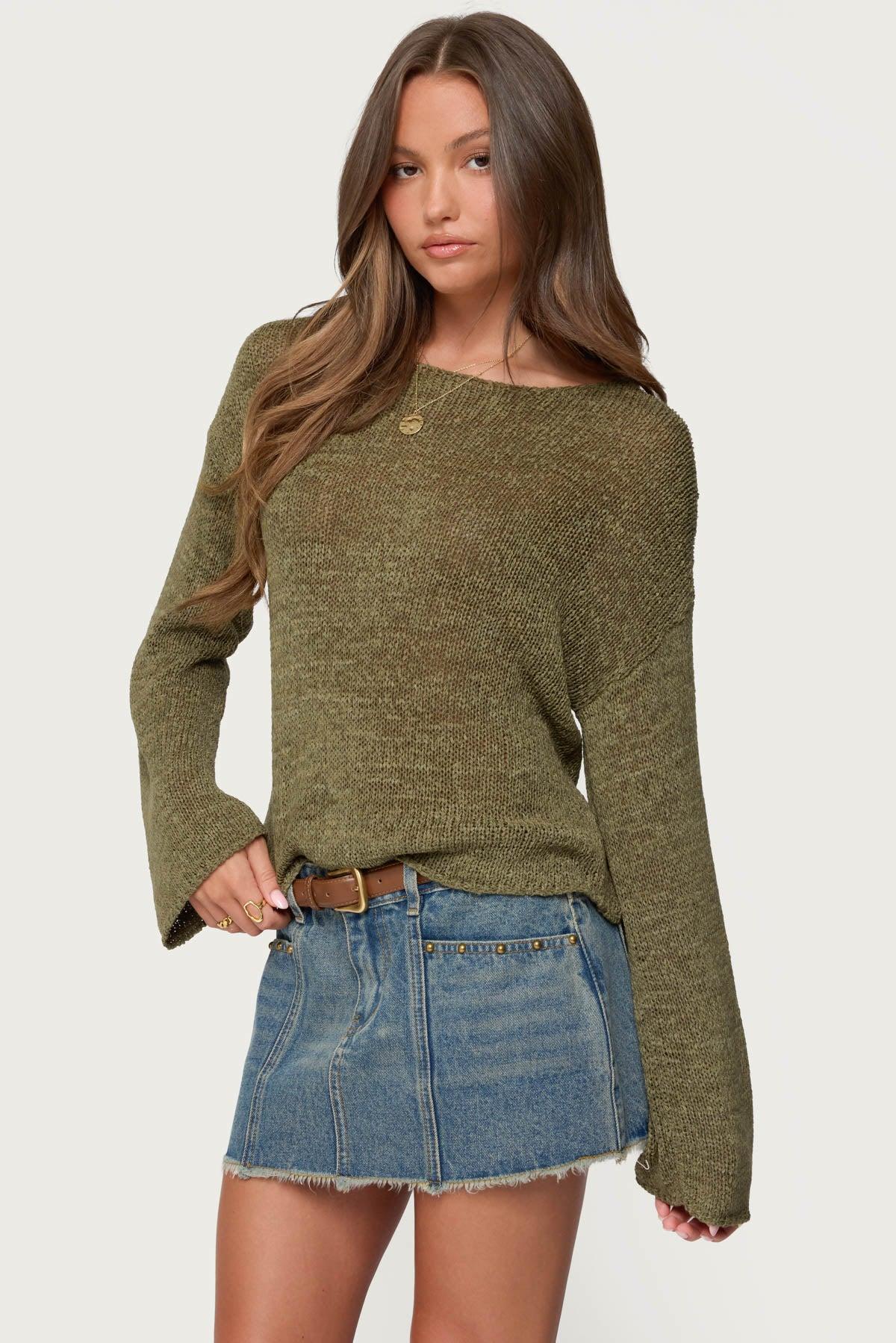 Drop Shoulder Light Knit Sweater Product Image