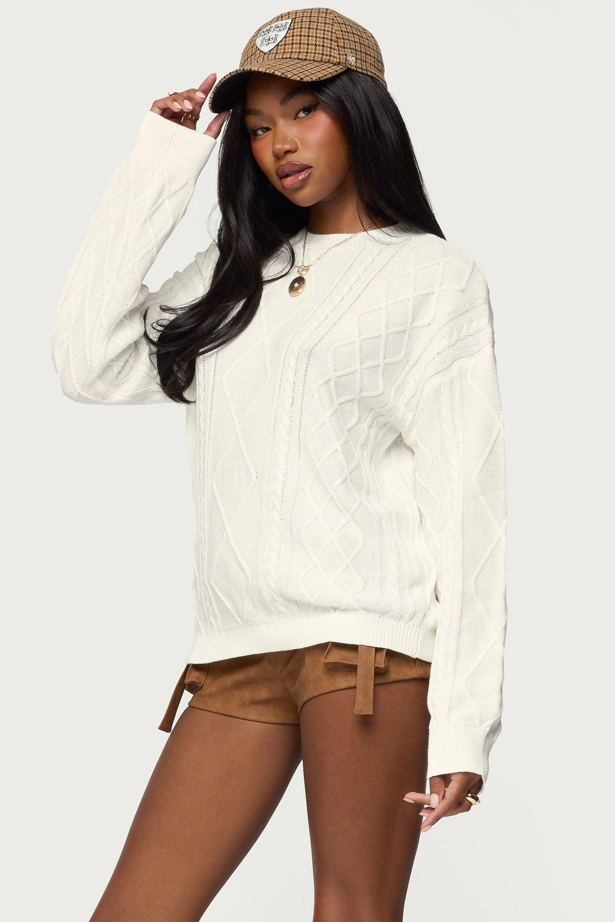 Jessy Cable Knit Oversized Sweater Product Image
