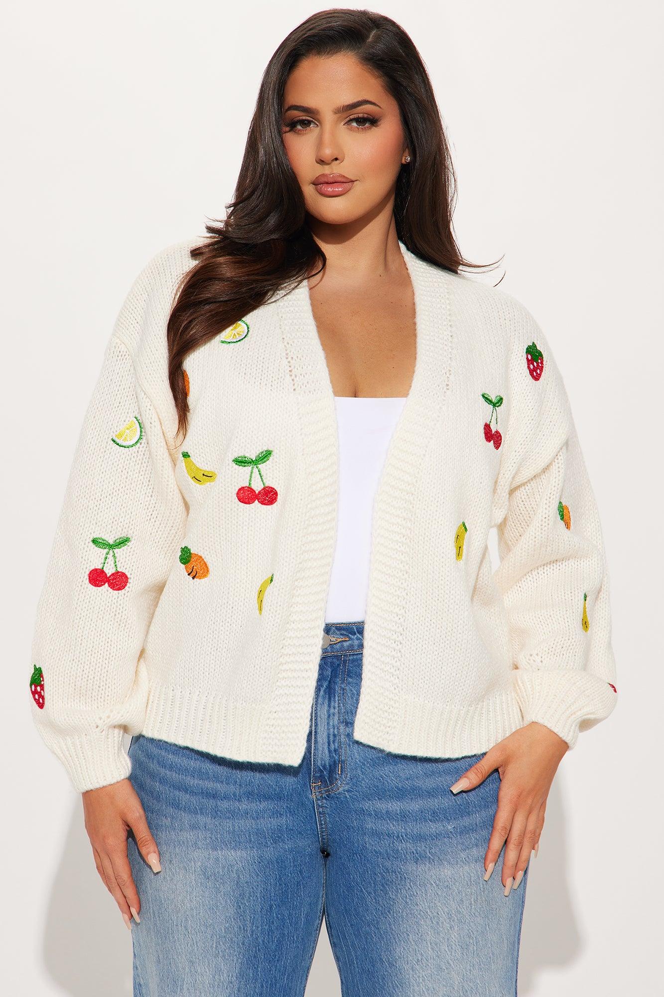 Feeling Fruity Emboridered Cardigan - Ivory/combo Product Image