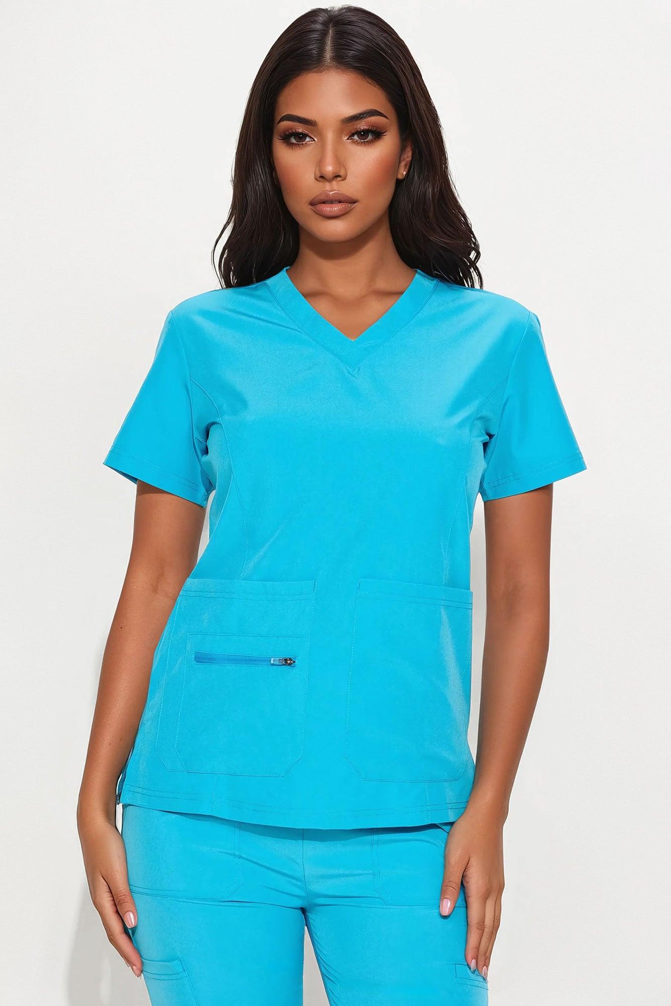 Essential 4 Way Stretch Scrub Uniform Set - Turquoise Product Image