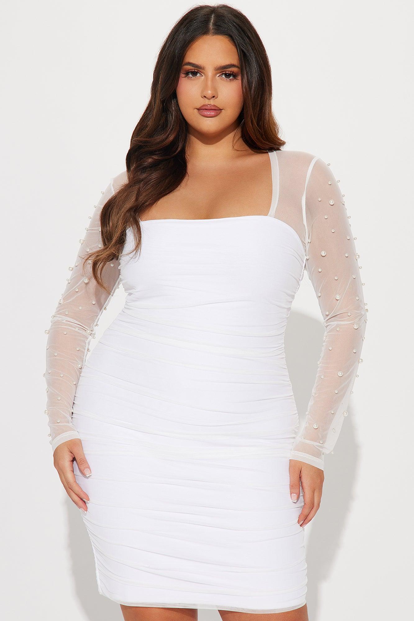Maia Mesh Mini Dress - White Product Image