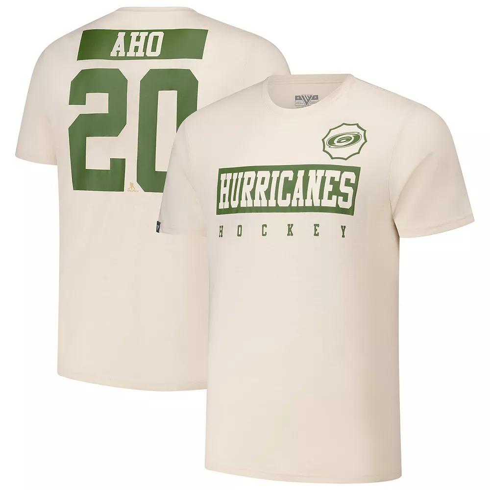 Men's Levelwear Sebastian Aho Khaki Carolina Hurricanes 2024 NHL Military Appreciation Richmond Delta Player Name & Number T-Shirt,  Product Image