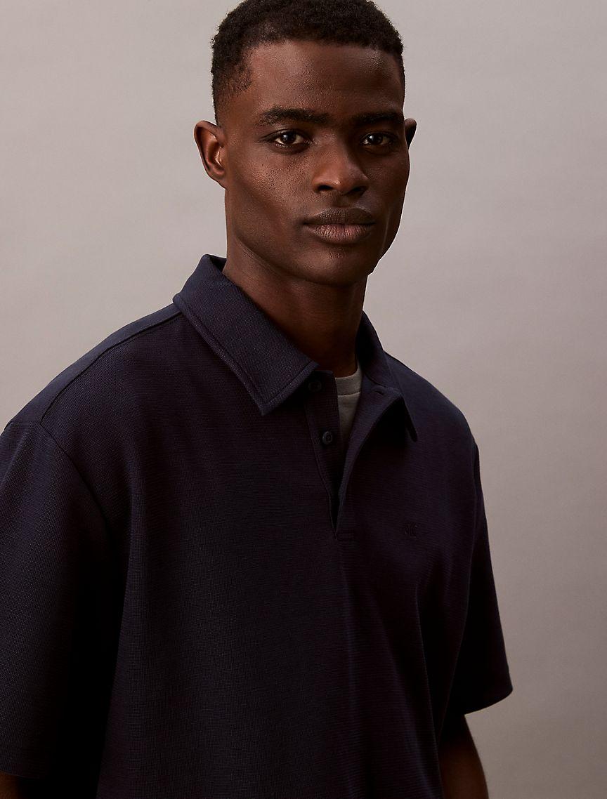 Textured Flat Rib Relaxed Polo Shirt Product Image