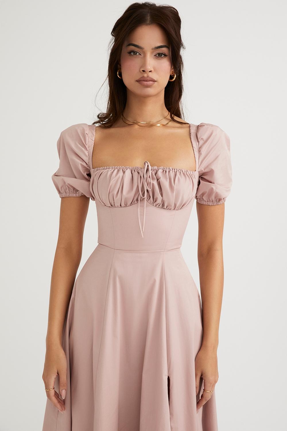 Tallulah  blush puff sleeve midi dress - sale Product Image
