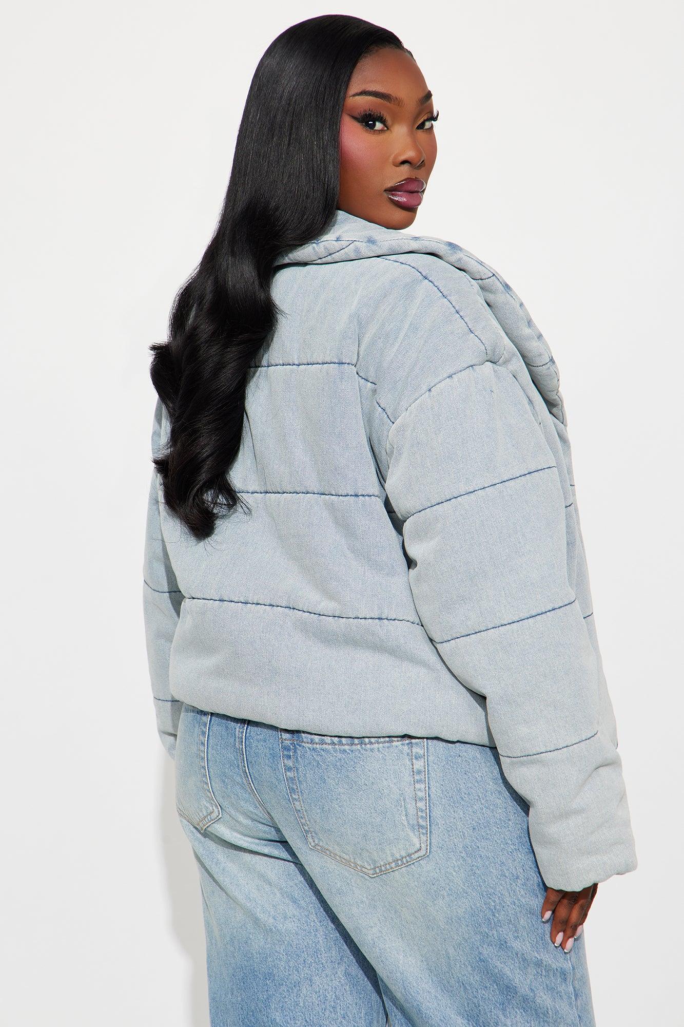 Ice Queen Denim Puffer Jacket - Light Wash Female Product Image