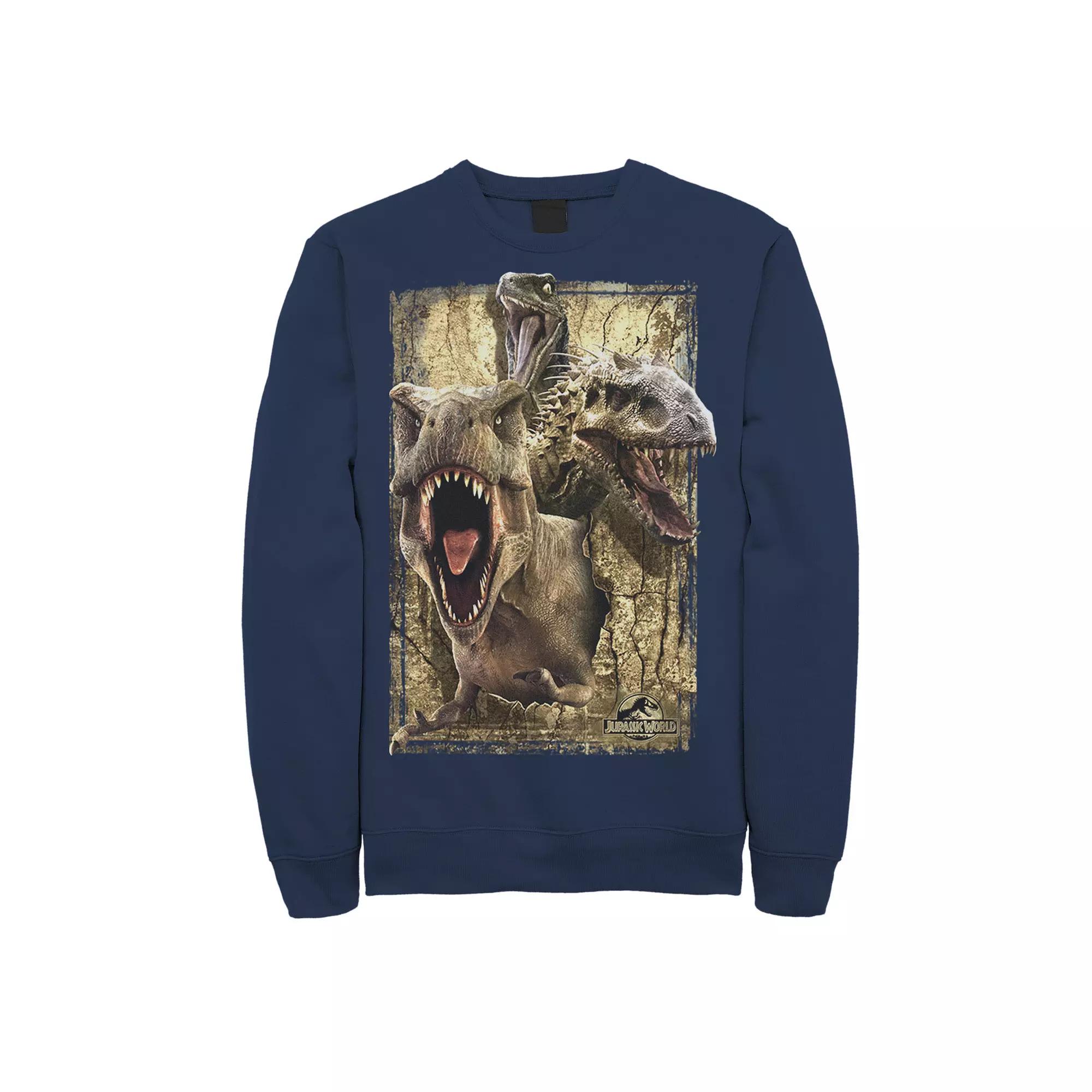 Men's Jurassic World T-Rex Indominus Rex & Raptor Fleece Pullover,  Product Image