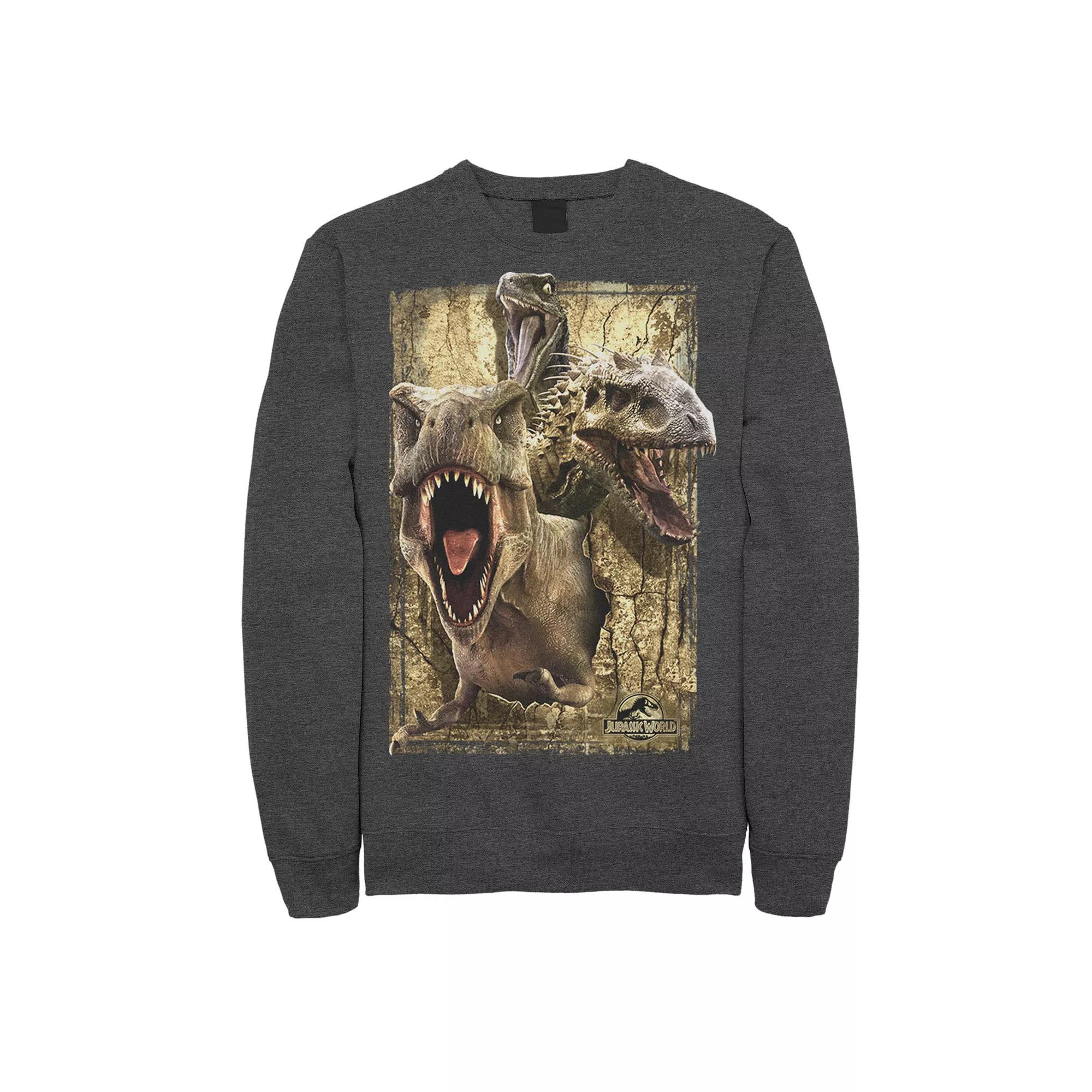 Men's Jurassic World T-Rex Indominus Rex & Raptor Fleece Pullover,  Product Image