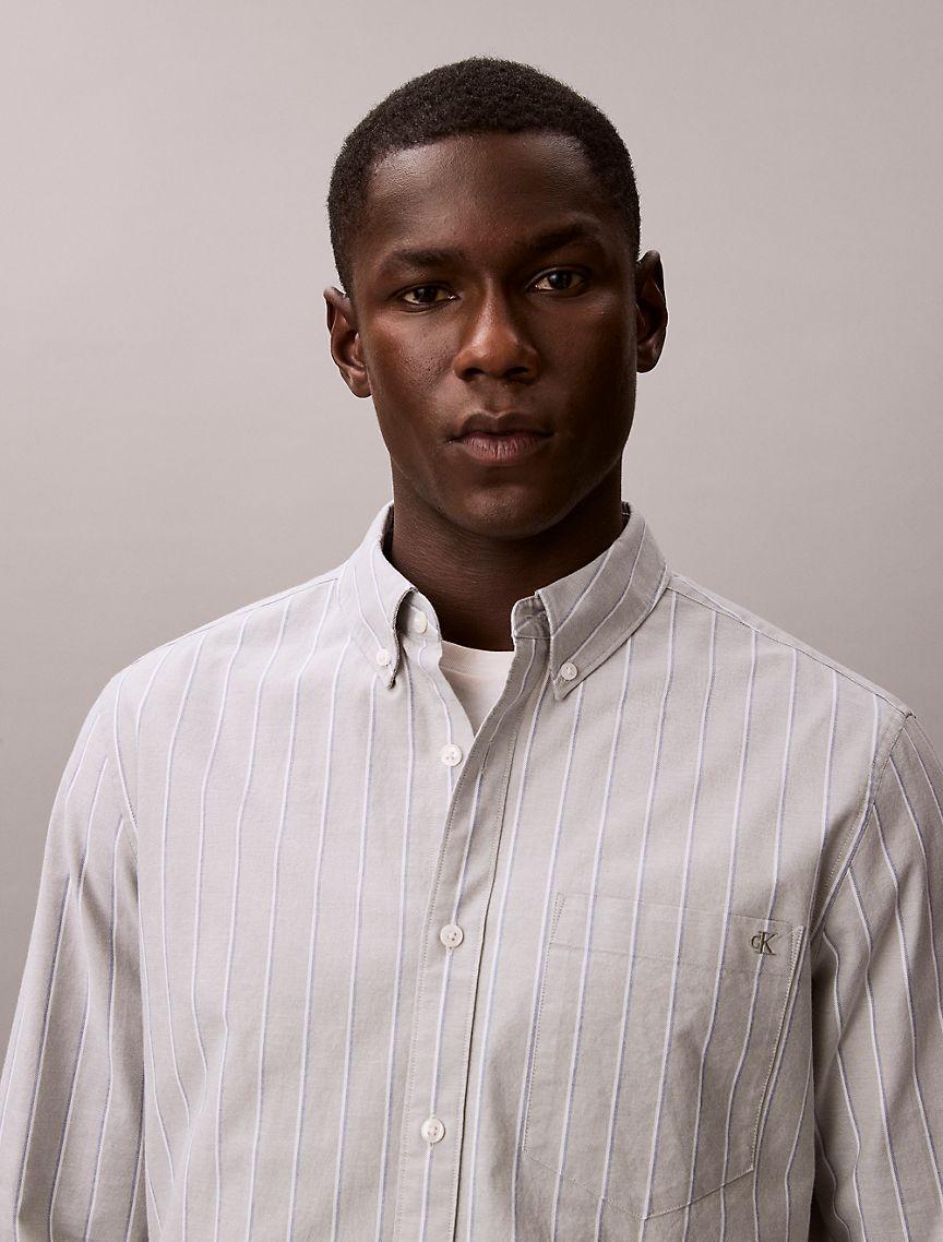 Double Stripe Classic Oxford Button-Down Shirt Product Image