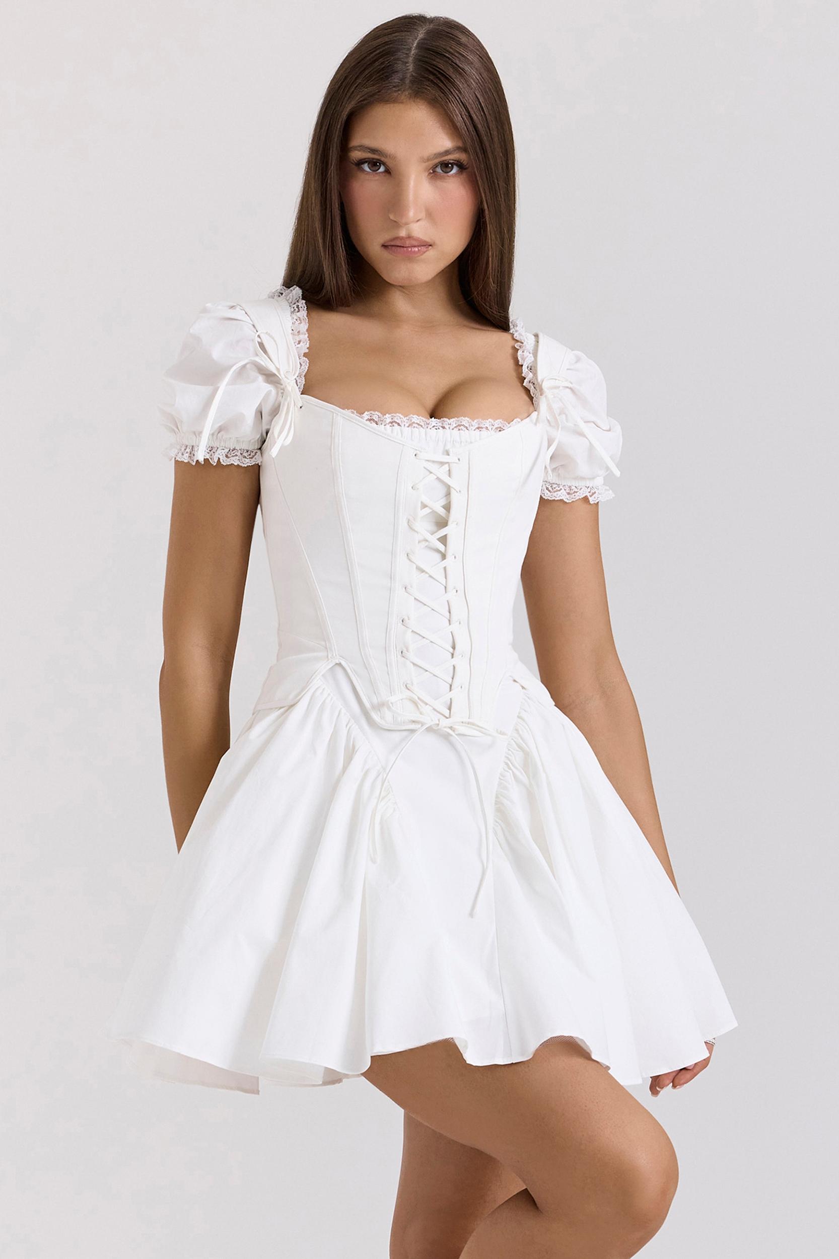 Lili  white cotton detachable corset mini dress Product Image