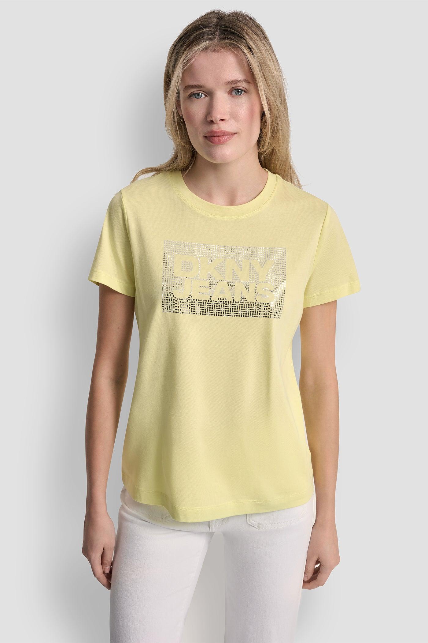 DKNY JEANS STACK LOGO RHINESTONE TEE Product Image
