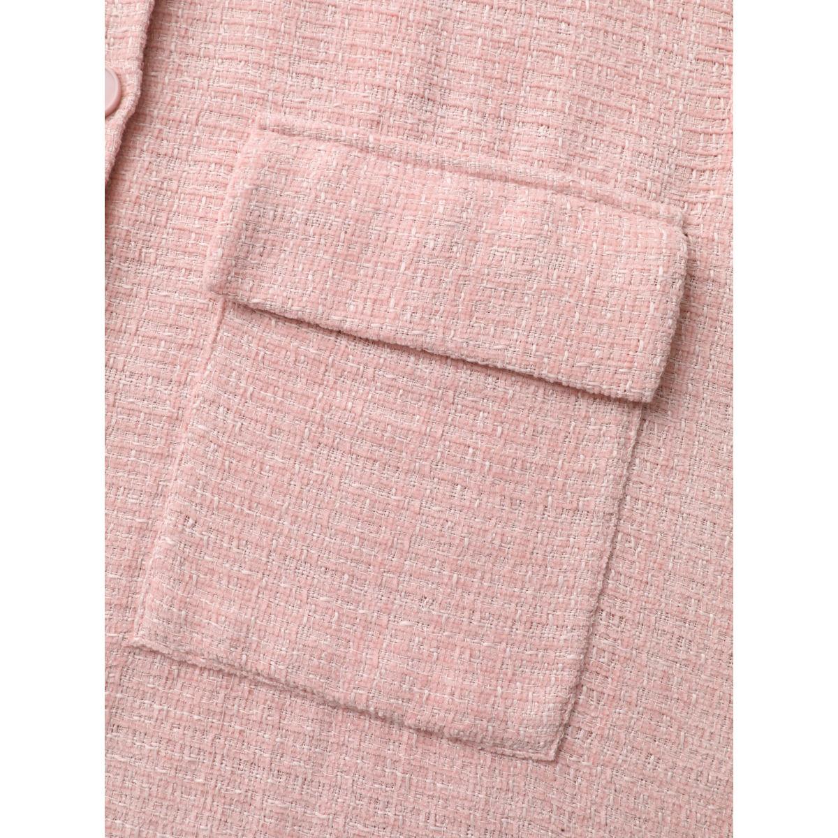 Plus Size Chest Flaps Textured Button-Down Jacket Women Blush Patch pocket Casual Jackets BloomChic 14-16/1X Product Image