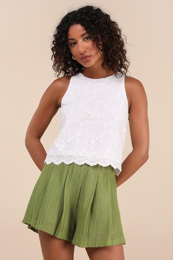 Rossella Olive Woven Pleated High-Rise Shorts Product Image