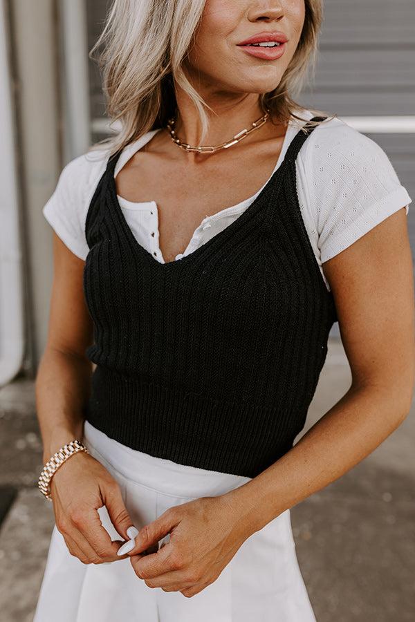 Cool Cruise Knit Crop Tank In Black Product Image