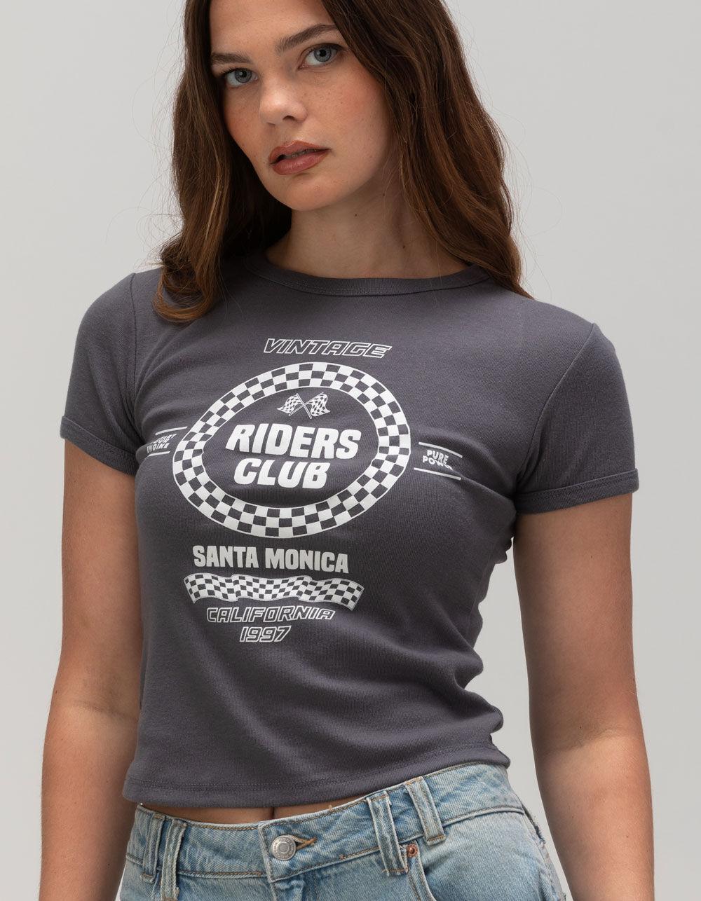 RSQ Womens Riders Club Baby Tee - GRAY Product Image