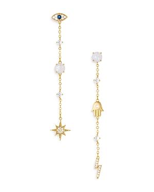 Ettika Linear Charm Drop Earrings in 18K Gold Plated Product Image