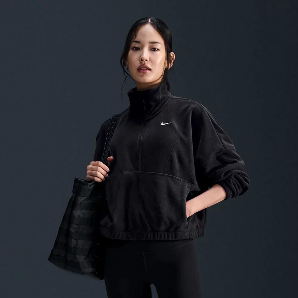 Nike Womens One Therma-FIT Oversized 1/2-Zip Fleece Top | FV7955-010 Product Image