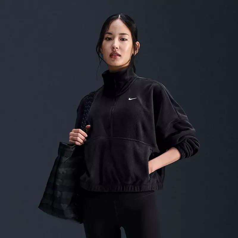 Nike Womens One Therma-FIT Oversized 1/2-Zip Fleece Top | FV7955-010 Product Image