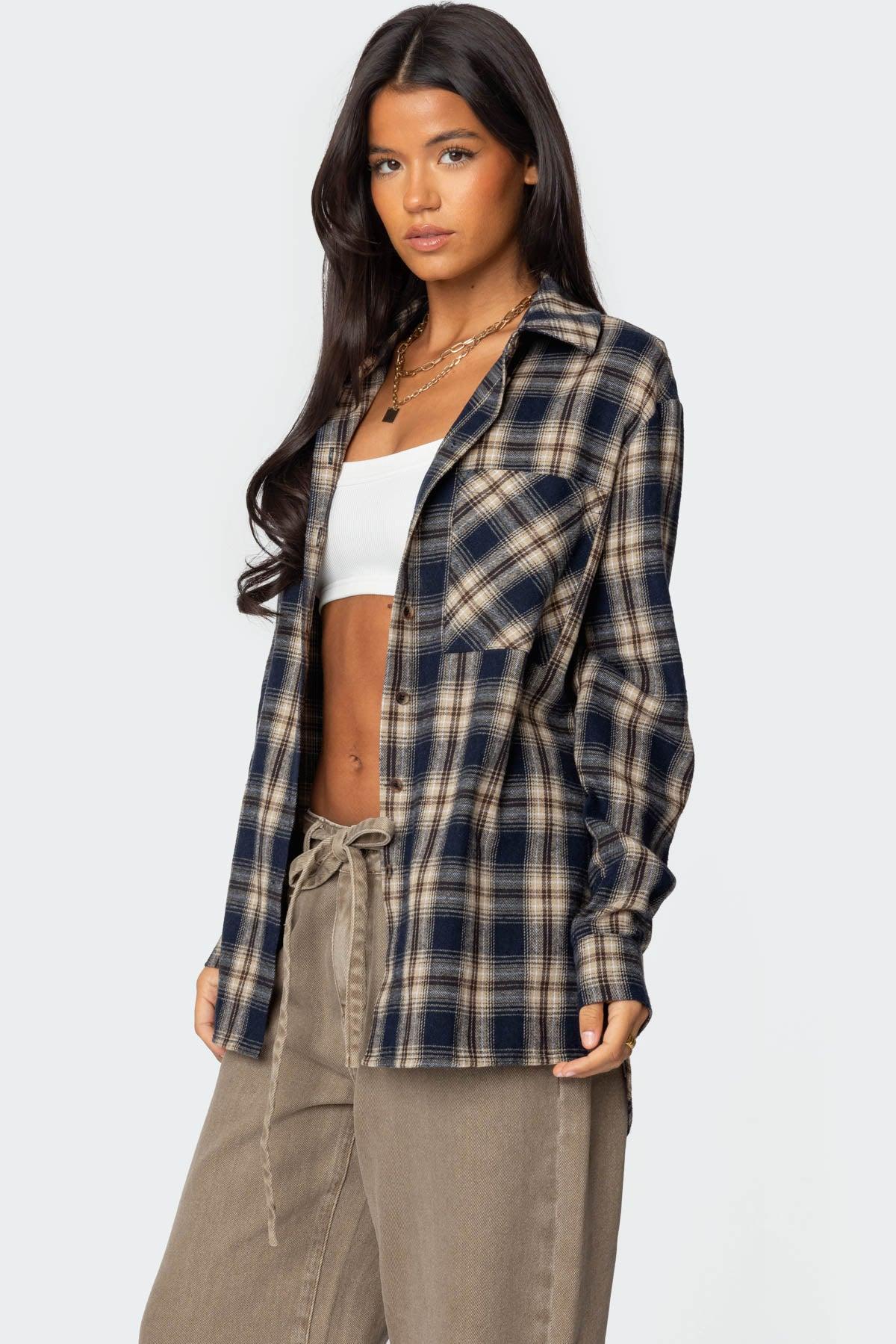 Plaid Flannel Button Up Shirt Product Image