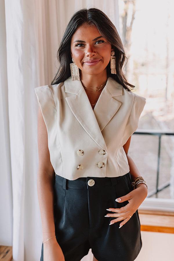 Champagne Cruising Crop Top in Light Beige Product Image