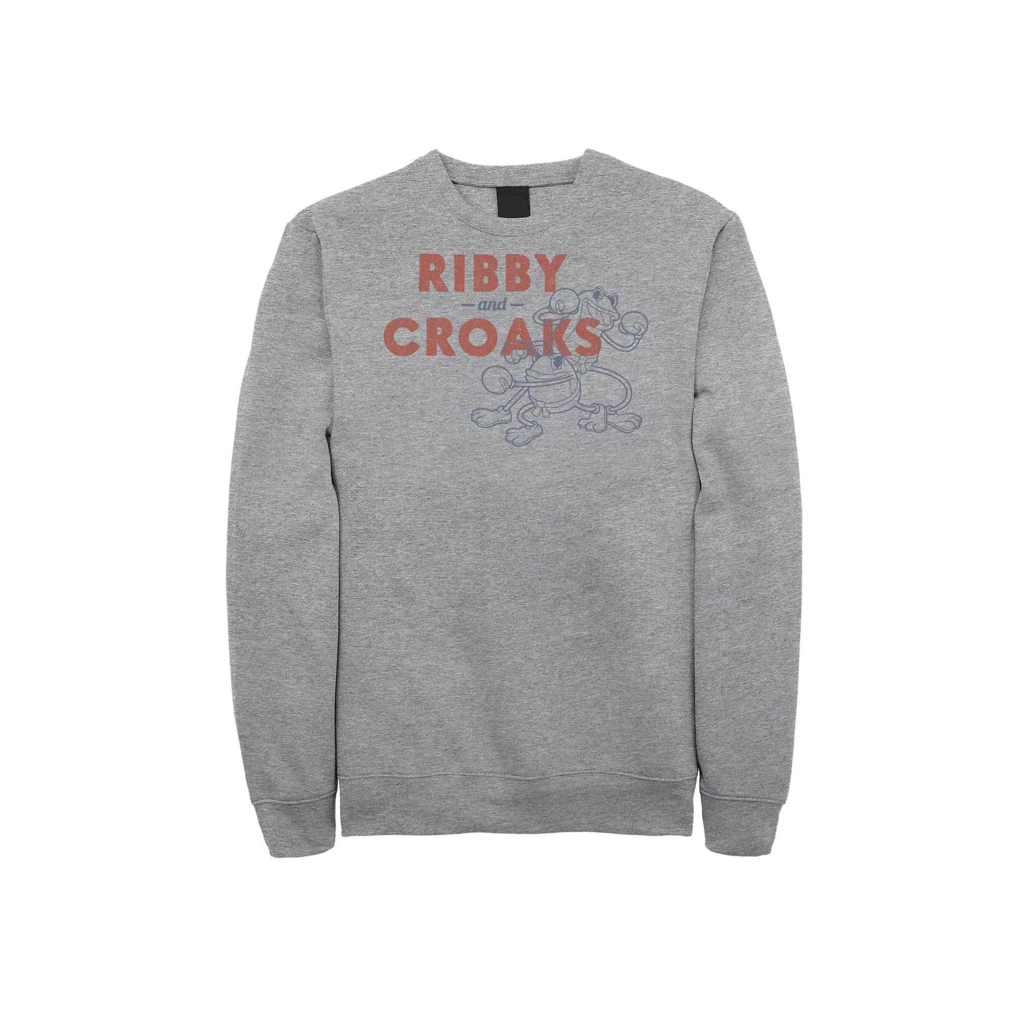 Men's Cuphead Ribby And Croaks Outline Graphic Fleece Pullover,  Product Image
