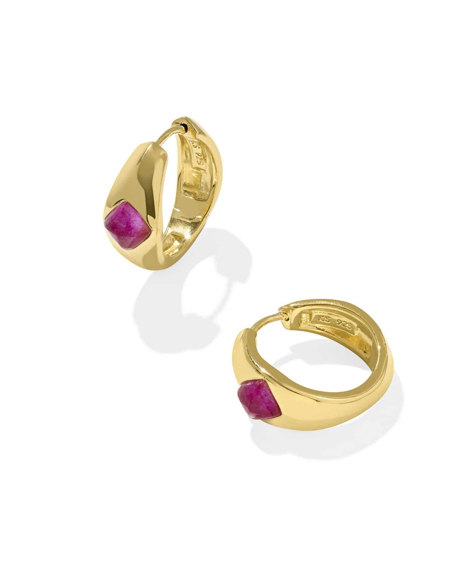 Alani 18k Gold Vermeil Huggie Earrings in Pink Quartz Product Image