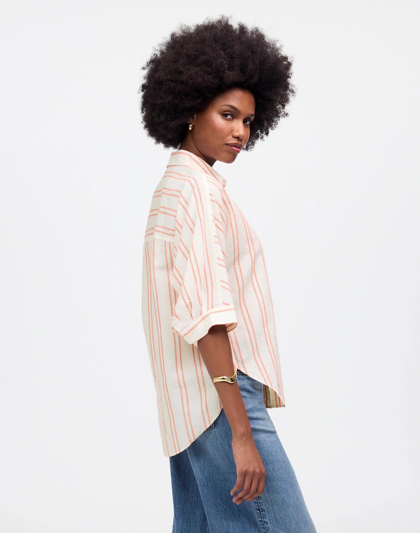 Oversized Pleated-Sleeve Button-Up Shirt Product Image