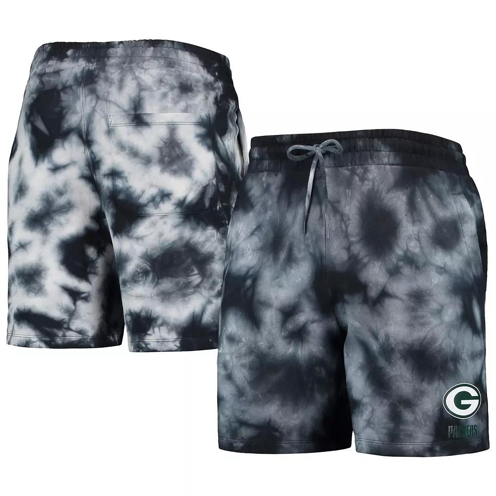 Men's New Era Black Green Bay Packers Tie-Dye Shorts, Size: Small Product Image