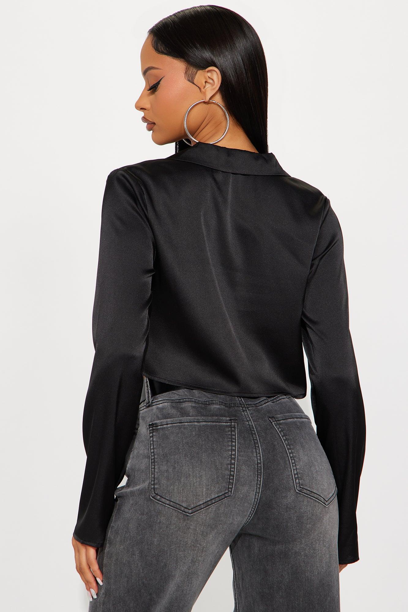 Forever Loving Satin Shirt - Black Female Product Image