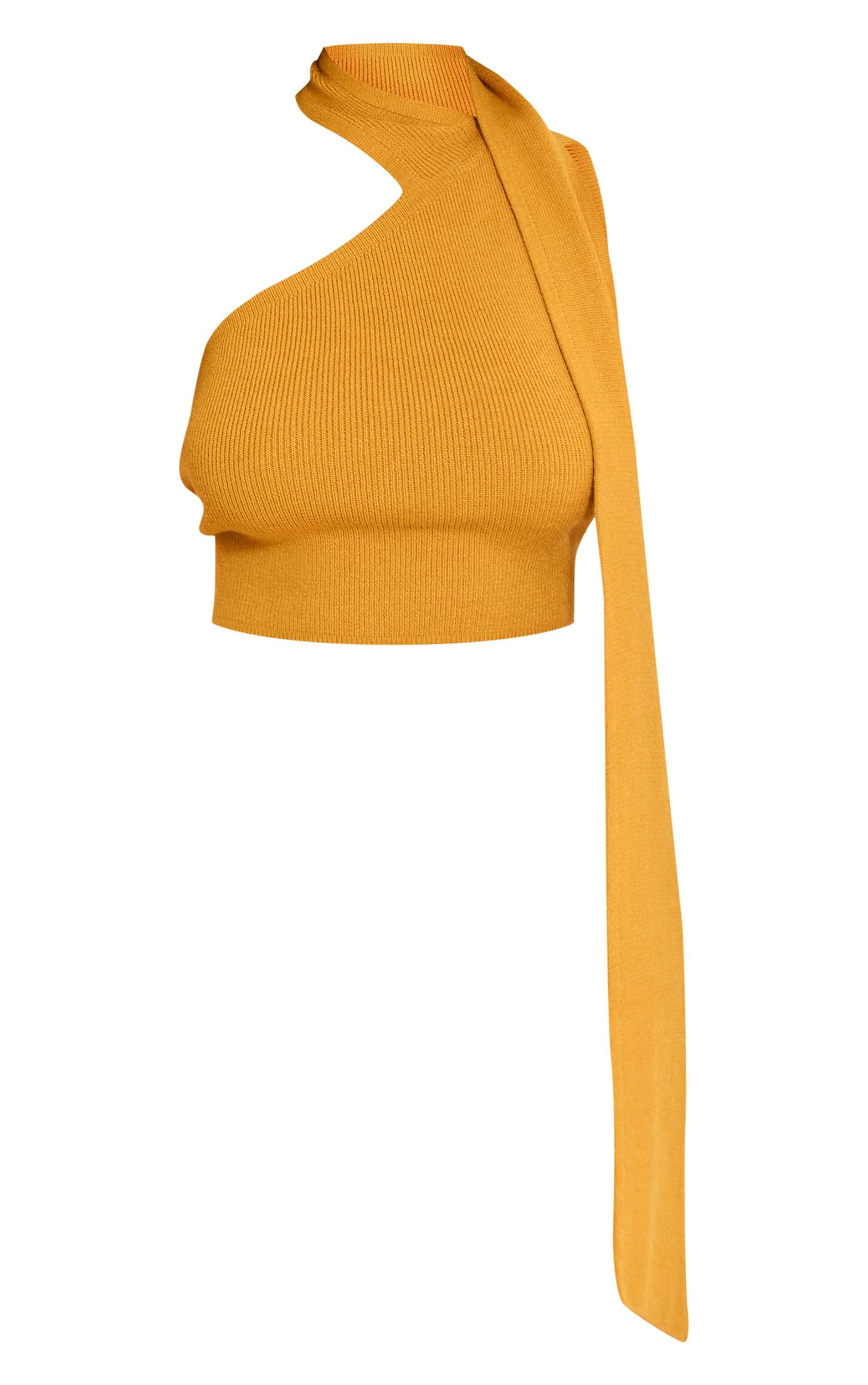 Shape Rust Knitted One Shoulder Scarf Top Product Image