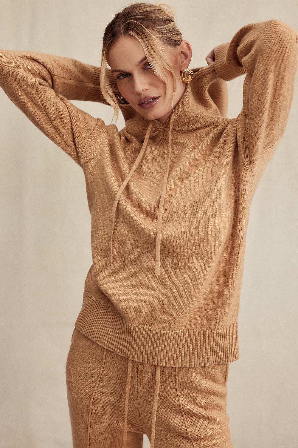 Jionni  camel cashmere blend hoodie - sale Product Image