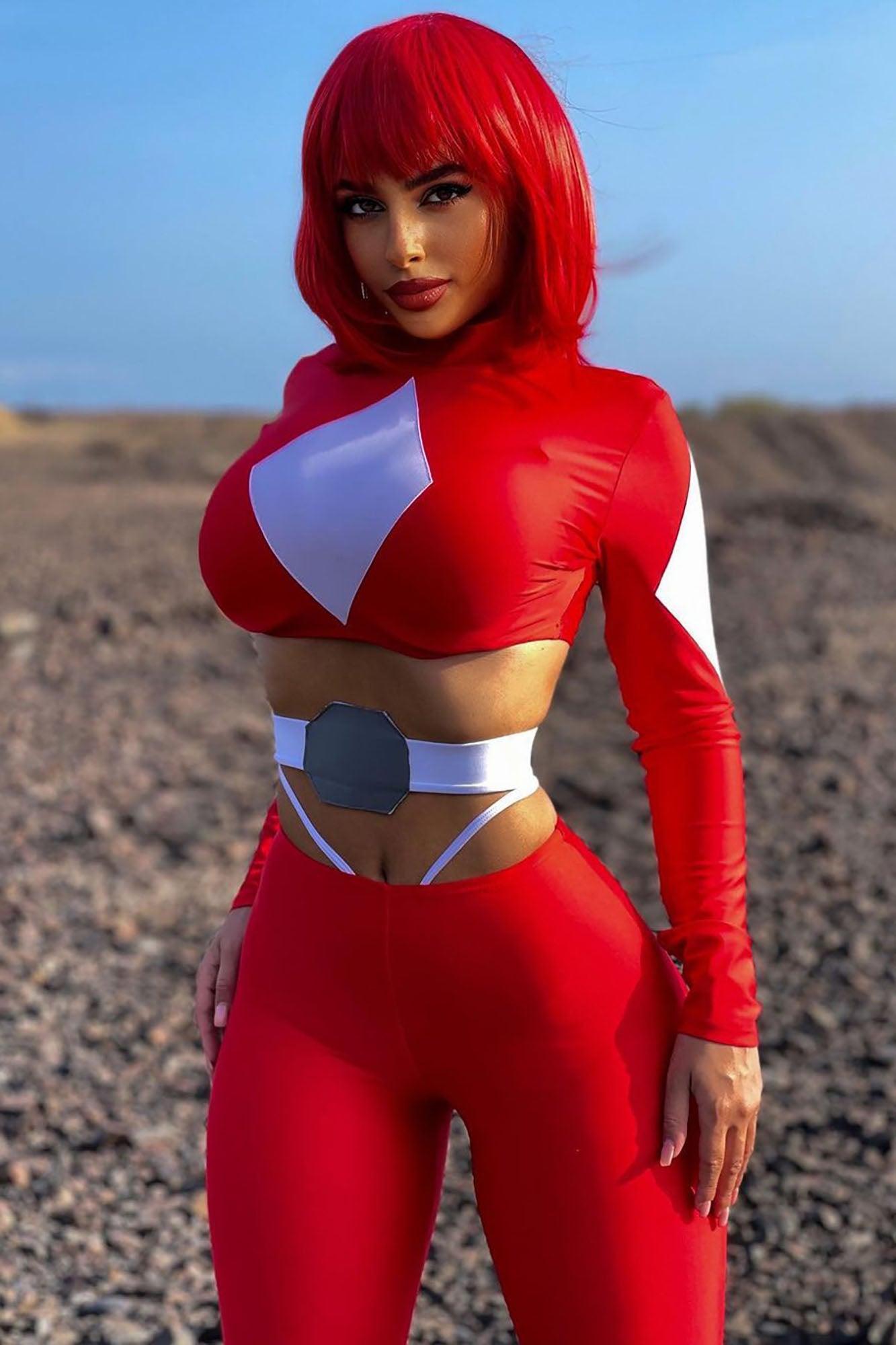 Power Sexy Superhero 4 Piece Costume Set - Red/combo Product Image