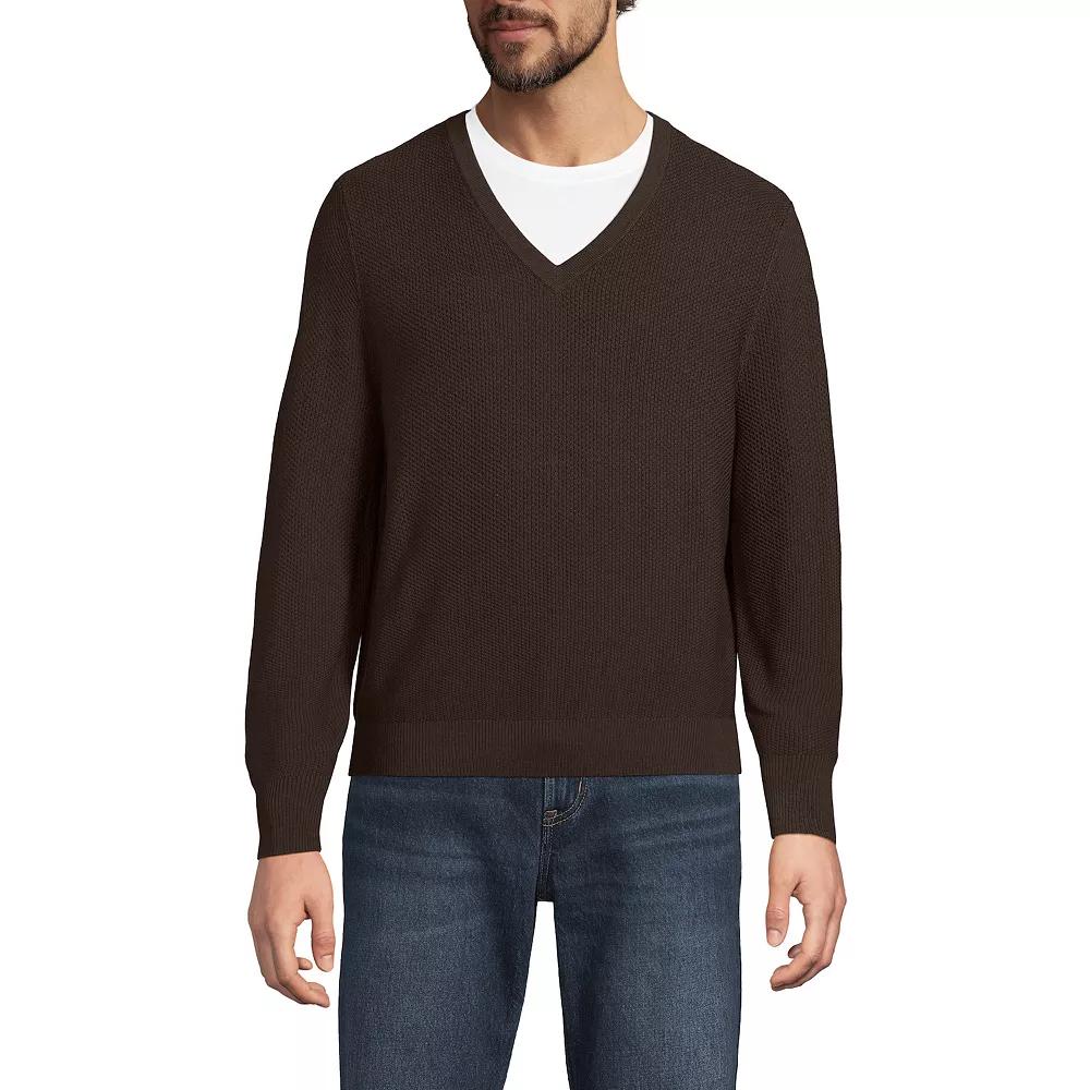 Men's Lands' End Washable Merino Wool V-Neck Sweater,  Product Image