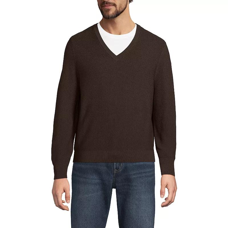 Men's Lands' End Washable Merino Wool V-Neck Sweater,  Product Image