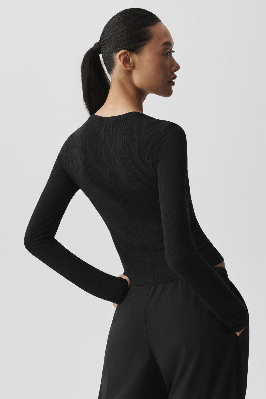 Ribbed Sea Coast Long Sleeve - Black Product Image